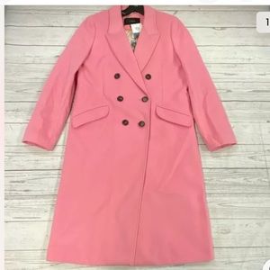 Pink J Crew wool double breasted coat NWT